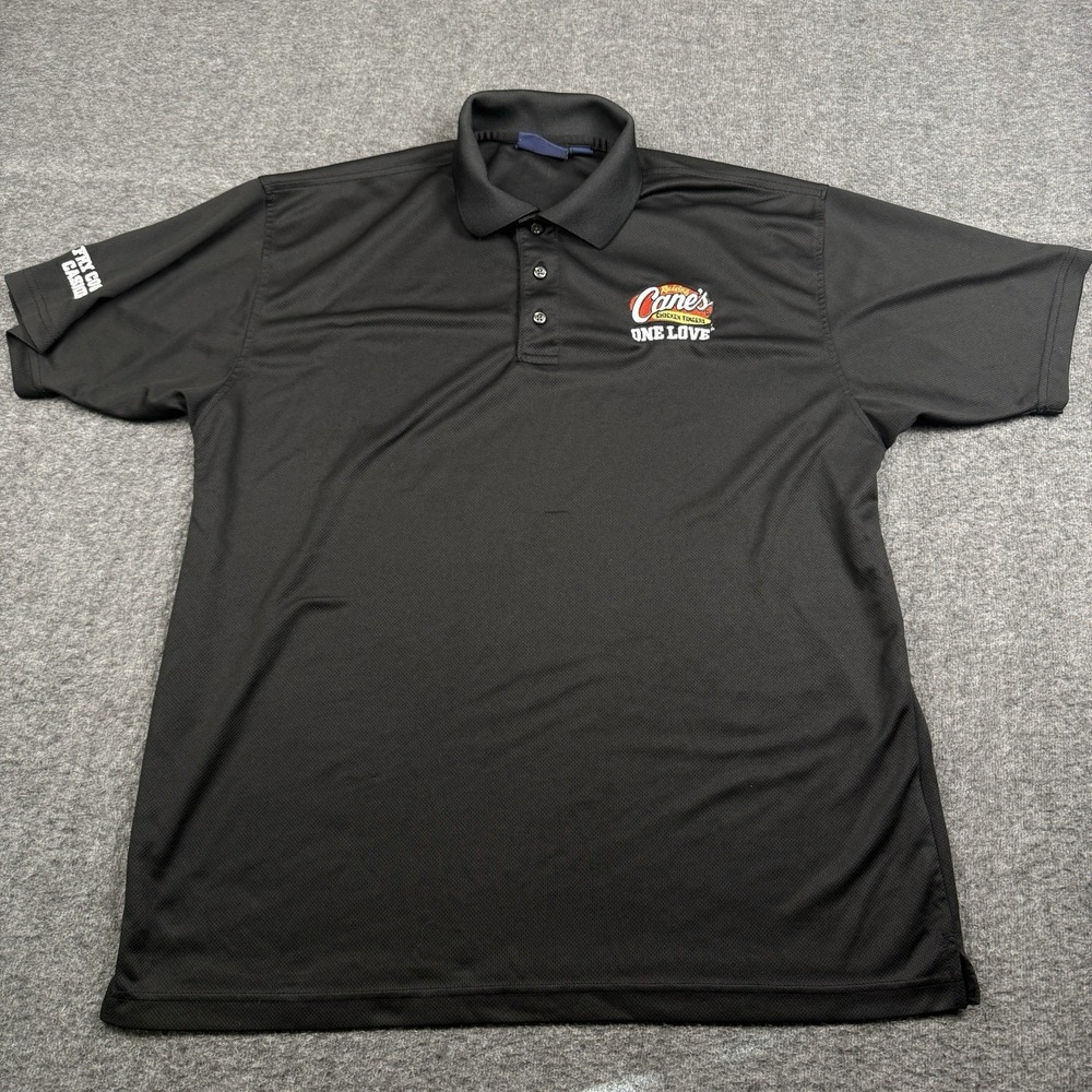Raising Canes Polo Shirt Men XL Black Uniform Employee Fry Cook Cashier One Love - Picture 1 of 8